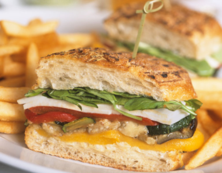 sandwich and fries